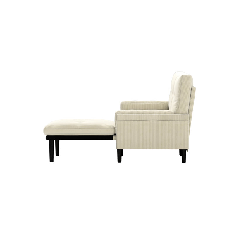 Méridienne en velours côtelé: convertible en forme de L avec dossier réglable et option de lit Canapé modulaire en velours: espace de sommeil serein