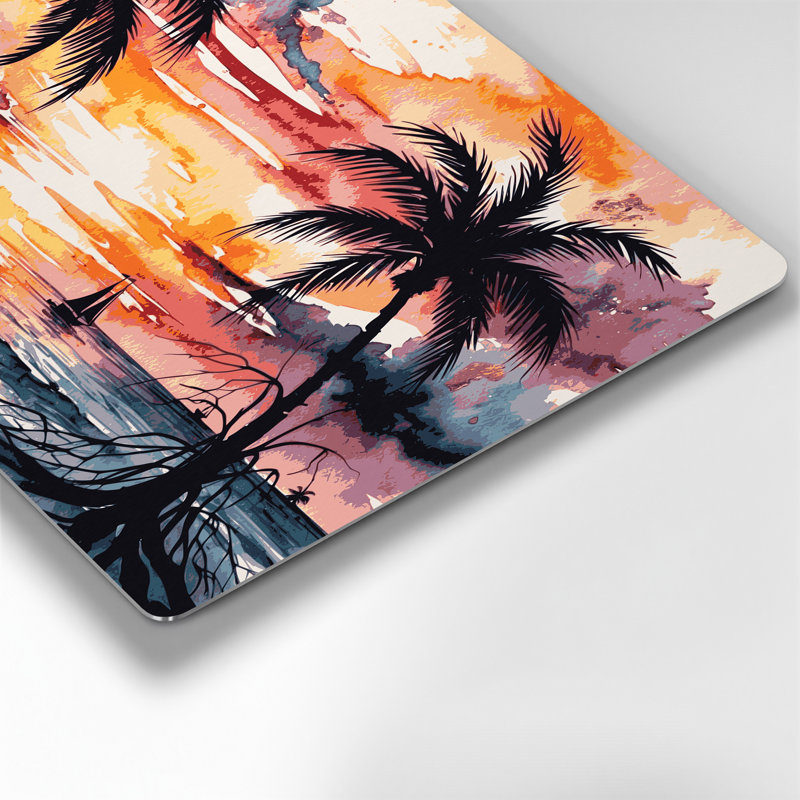 «Botanical Tropical Sunset», art mural en métal orange, H 96 po x l 120 po x P 0,05 po