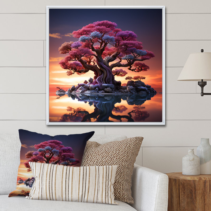 " Baobab Trees Enchanted Hues ", 24" H x 24" W x 1" D, White Floater Framed