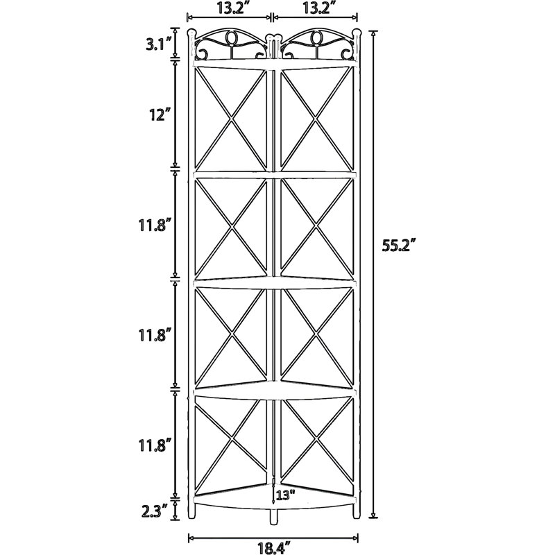 Étagère d'angle à 5 niveaux, grande bibliothèque d'angle avec structure en métal, étagère de rangement peu encombrante pour le salon, la chambre à coucher, le bureau, la cuisine, finition brun rustique