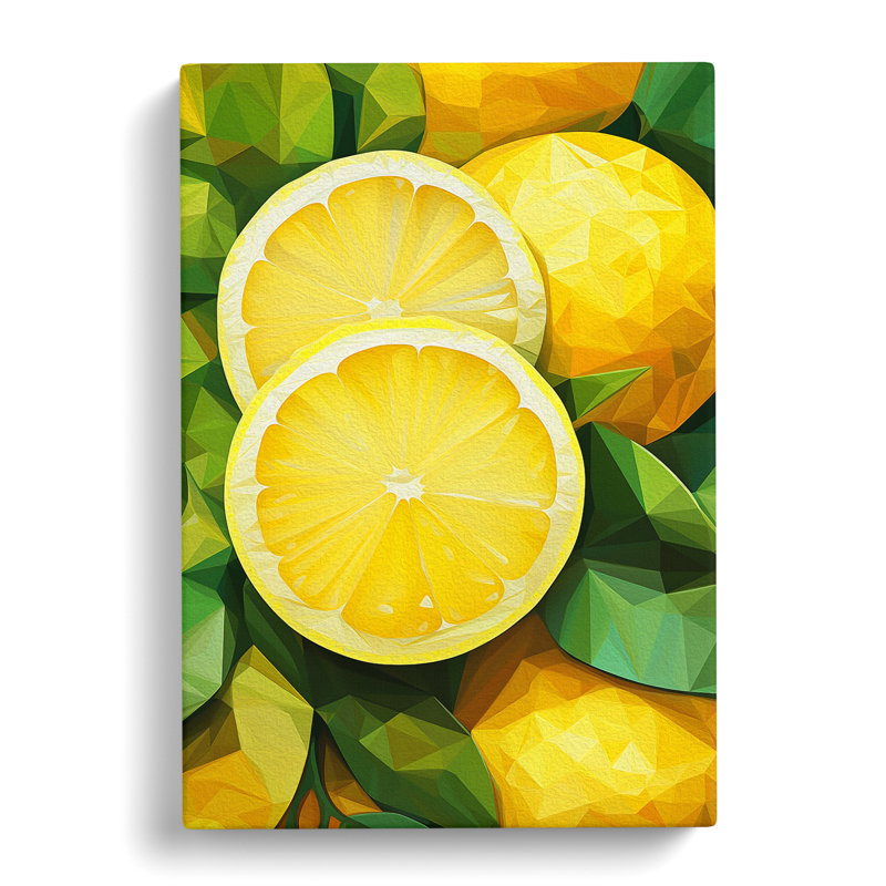 Lemon Fruit Geometric - Wrapped Canvas, 60cm H x 40cm W x 3cm D