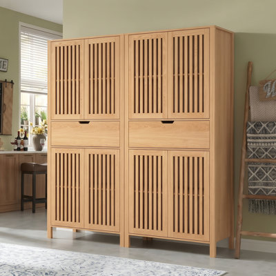 Armoire de cuisine 69 po, grande armoire de rangement de style campagnard avec portes grillagées et tiroir, organisateur de rangement autoportant brun rustique avec tablettes réglables pour la cuisine, la salle à manger et le salon