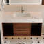 Meuble-lavabo mural flottant de 39,4 po avec lavabo en céramique, 2 tablettes ouvertes, pierre frittée blanche, conception moderne pour une utilisation de l'espace
