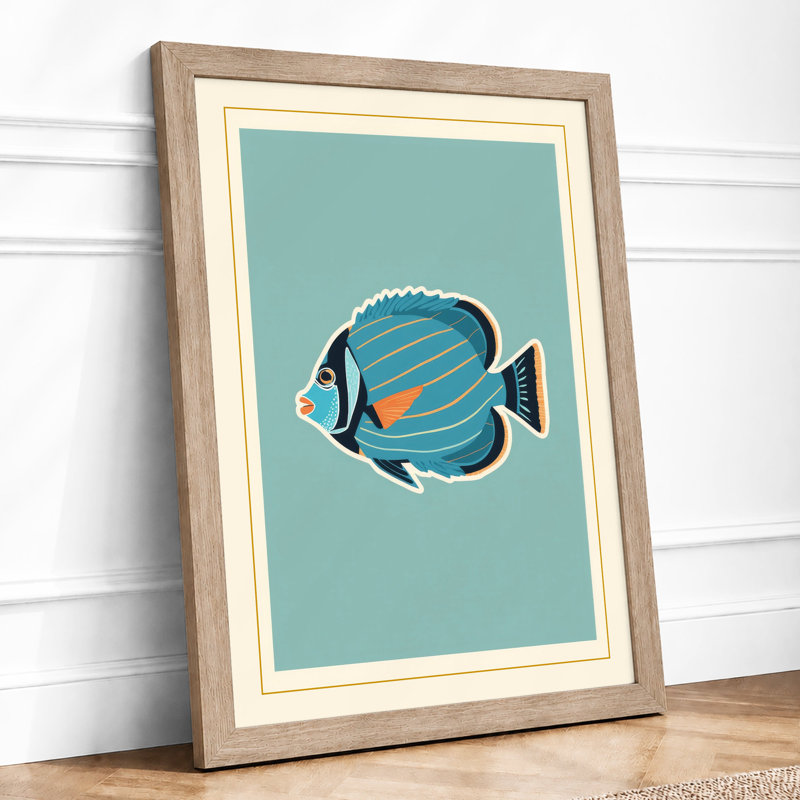 Striped Tropical Fish Mid-Century - Print, Oak, A3 - 42.0 x 29.7 cm