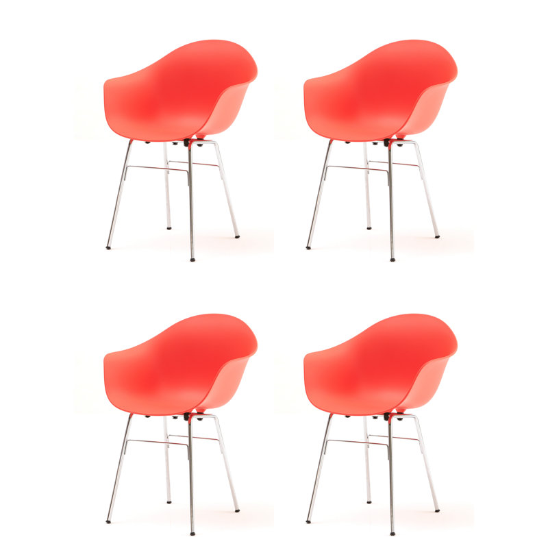 Fauteuil TA (ensemble de 4), Rouge / chrome