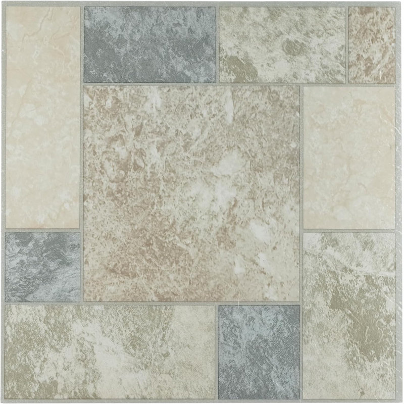 Carreaux de sol en vinyle auto-adhésif Woven Trends, 45 pièces, 12 po x 12 po, Gris et marbre blanc