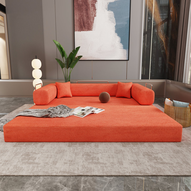 Lit double éponge multifonctionnelle à corps large, matériau en velours côtelé, deux coussins moelleux, éponge à mémoire haute densité, tissu de 38,49 po de largeur, élasticité de 27,78 po de hauteur