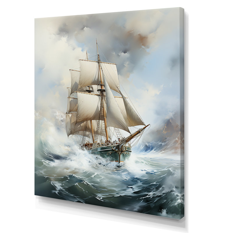 Bateau pirate, tempête, paysage, tempêtes, estampes murales, Toile tendue, H 32 po x l 16 po