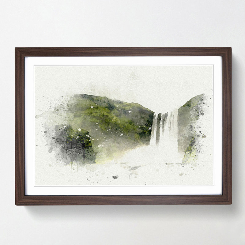 Waterfall in Selfoss Iceland in Abstract - Picture Frame Graphic Art Print, Walnut, 40cm H x 60cm W x 2cm D