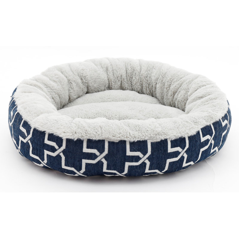 Racine Round Cat Cuddler Bed, Navy