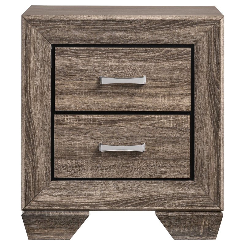 Table de chevet rectangulaire à 2 tiroirs Tomasina, Taupe