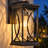 14'' Modern Black Outdoor Wall Lantern, Waterproof Crackle Glass Exterior Porch Sconce