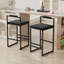 Tabourets de bar rembourrés de velours à hauteur de comptoir pour îlot de cuisine, ensemble de 2 chaises de salle à manger modernes avec repose-pieds et dossier (noir et gris)-1248484997-1248484999