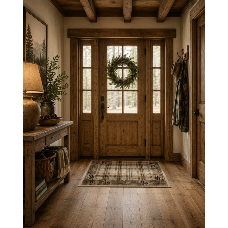 Tapis brun à carreaux Cargin, Rectangle 2 pi 3 po x 3 pi 3 po