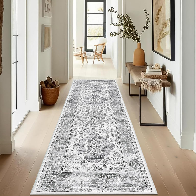 Floral Flatweave Area Rug, Runner 60 x 180cm