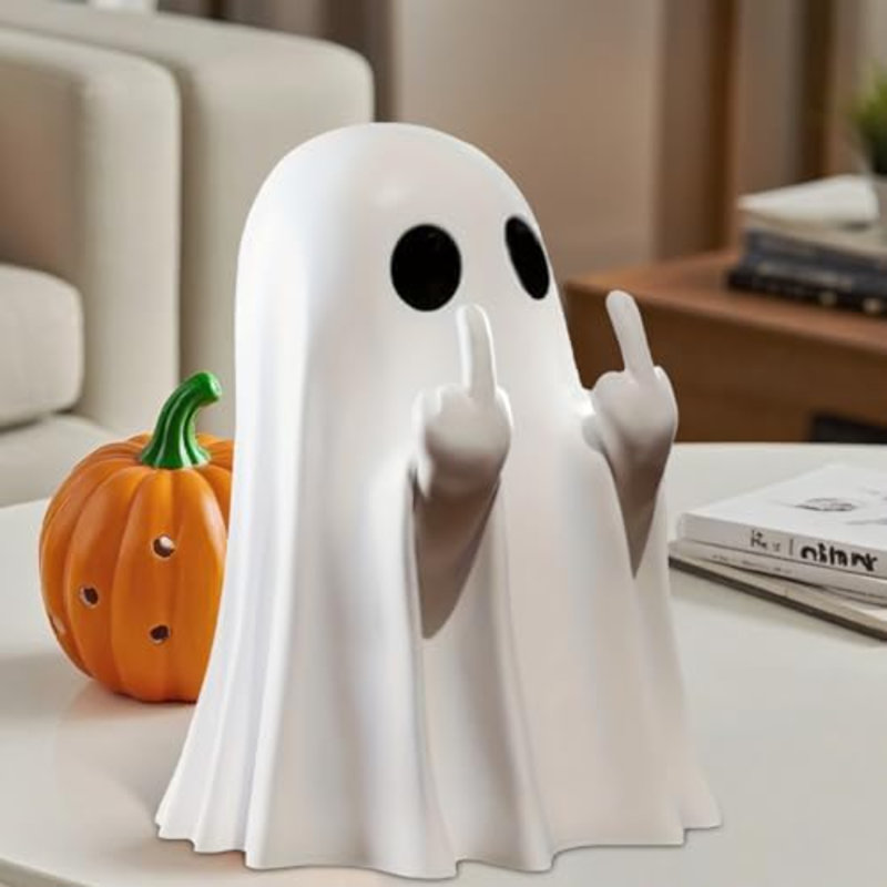 Grande figurine fantôme d'Halloween 4,5 pouces - statue fantôme mignonne, statue de résine amusante décorations d'Halloween d'intérieur