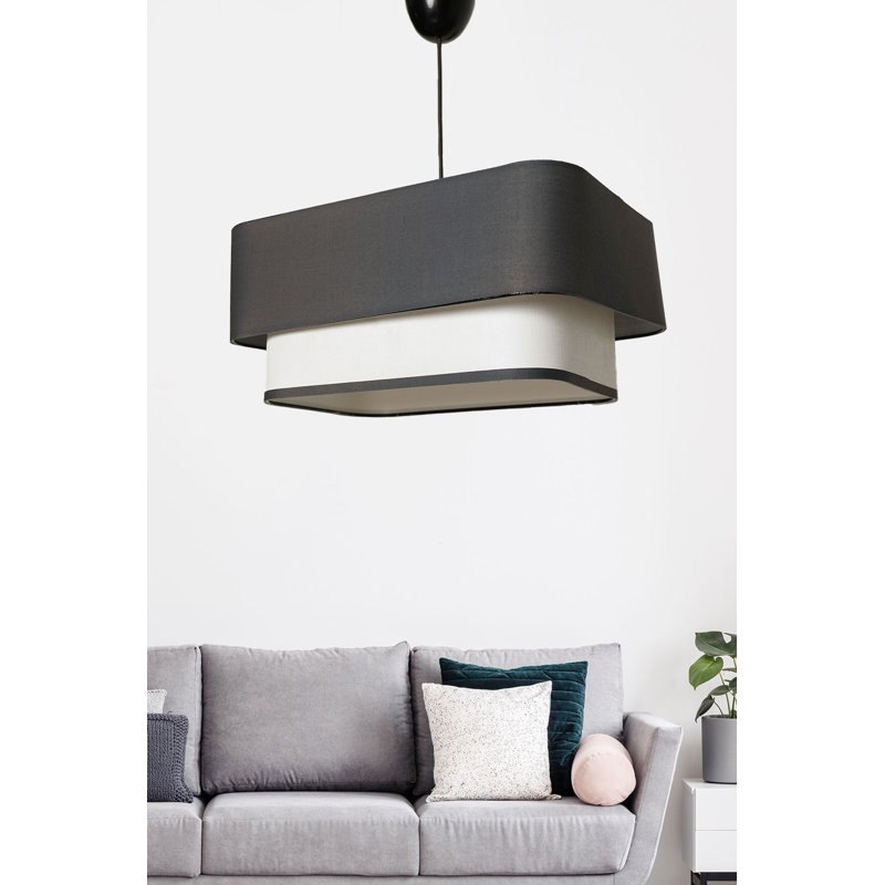 Luminaire suspendu rectangulaire 1 lumière Haddi, Anthracite / blanc, Noir