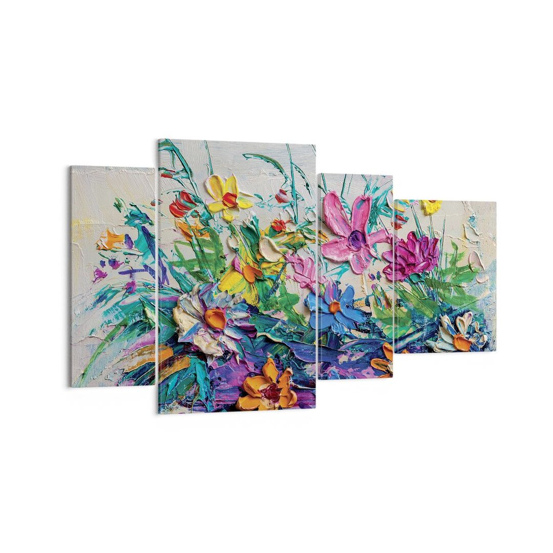 4-tlg. Leinwandbilder-Set Flowers the Colors Impasto