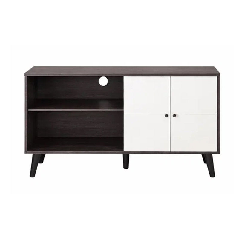 Meuble télé avec armoire à 2 portes Donna, gris foncé et blanc, H 25,6 po x l 47,3 po x P 15,2 po, Gris foncé / Blanc
