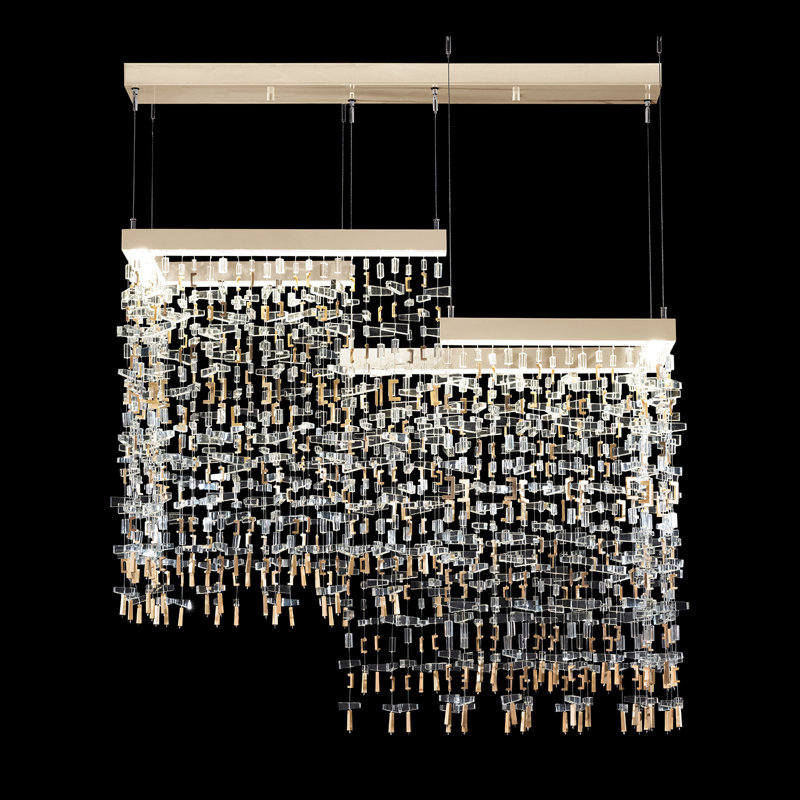 Luminaire suspendu l 38 po Capri, Feuille d'or douce standard
