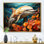 «Dolphin Marine Symphony Geometric - Dolphin», art mural