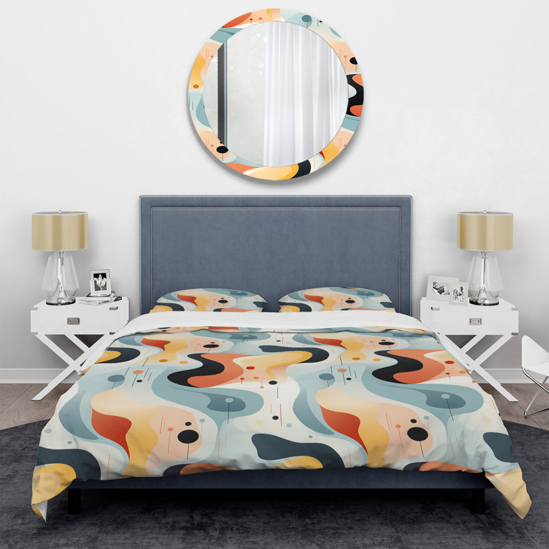 Ensemble de housse de couette géométrique en microfibre Minimalist Abstraction VI