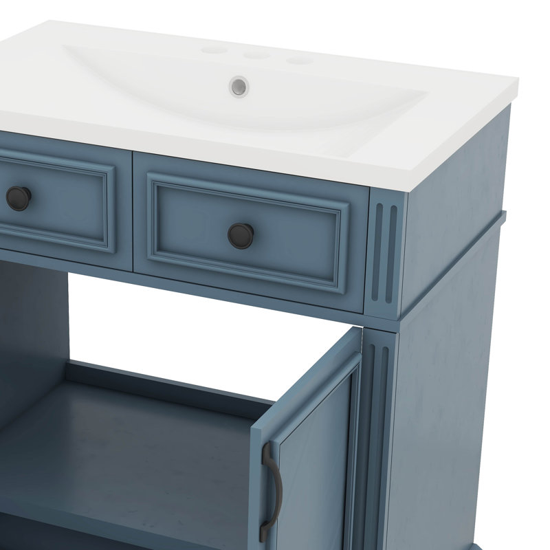 Ensemble de meuble-lavabo 30 po avec 2 portes et 1 tiroir, Bleu / Noir
