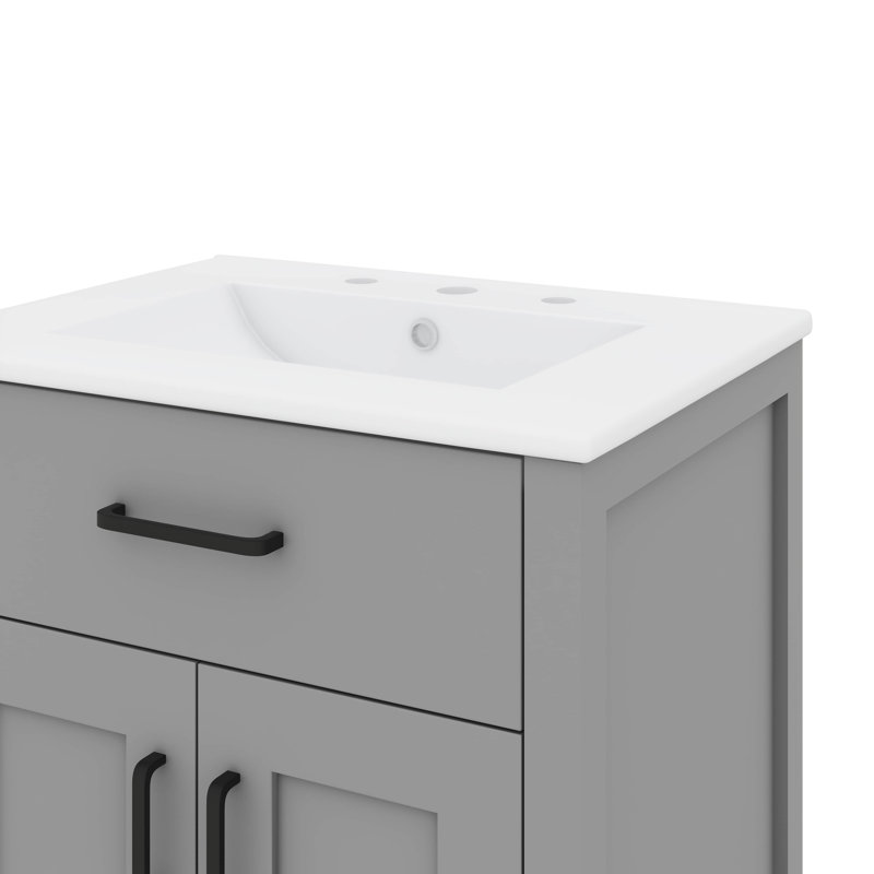 Lavabo de 24 pouces avec armoire intégrée, Grey, Noir