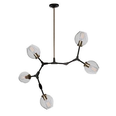 Lustre linéaire spoutnik moderne organique à 5 lumières