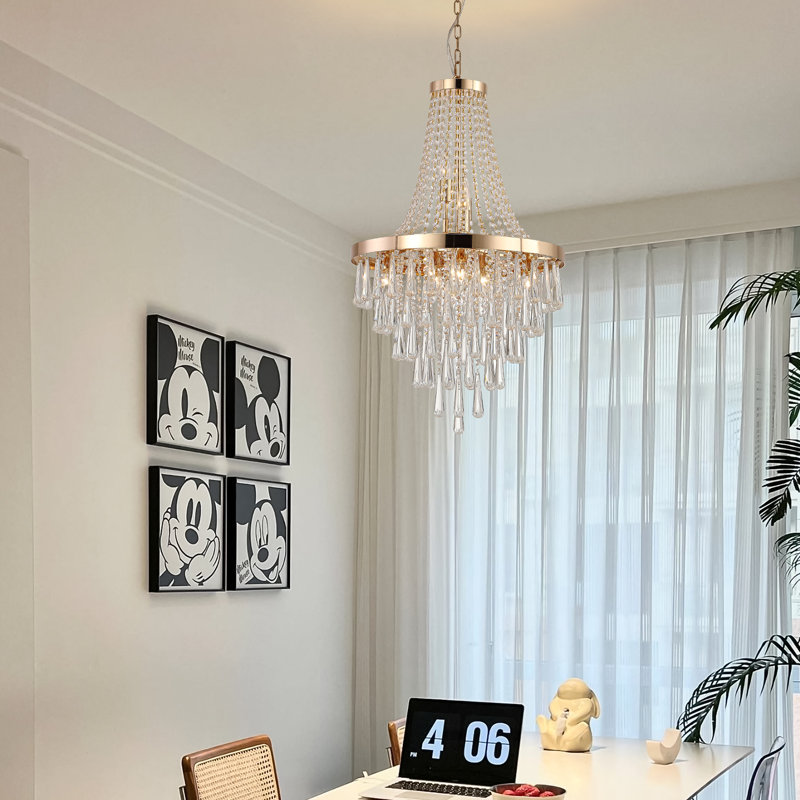 Lustres en cristal, grand éclairage de plafond contemporain de luxe, Doré