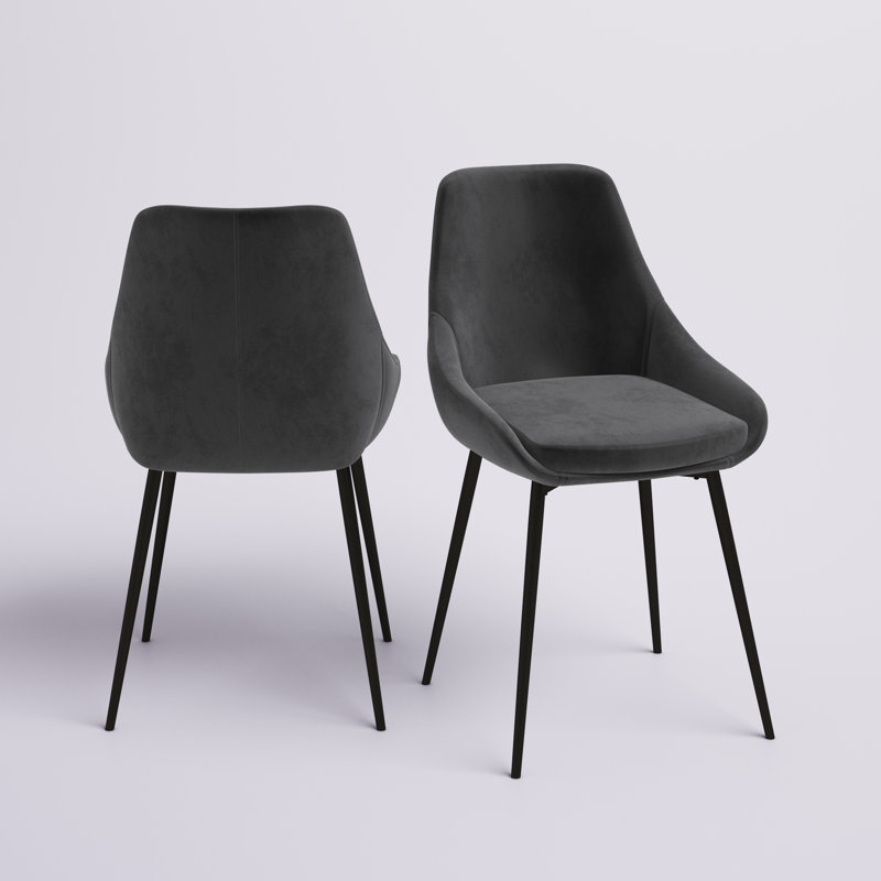 Veronica 18.5'' H Velvet Upholstered Side Chair, Grey