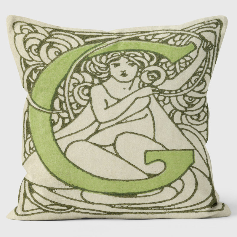 Art Nouveau Alphabet "G" Cushion
