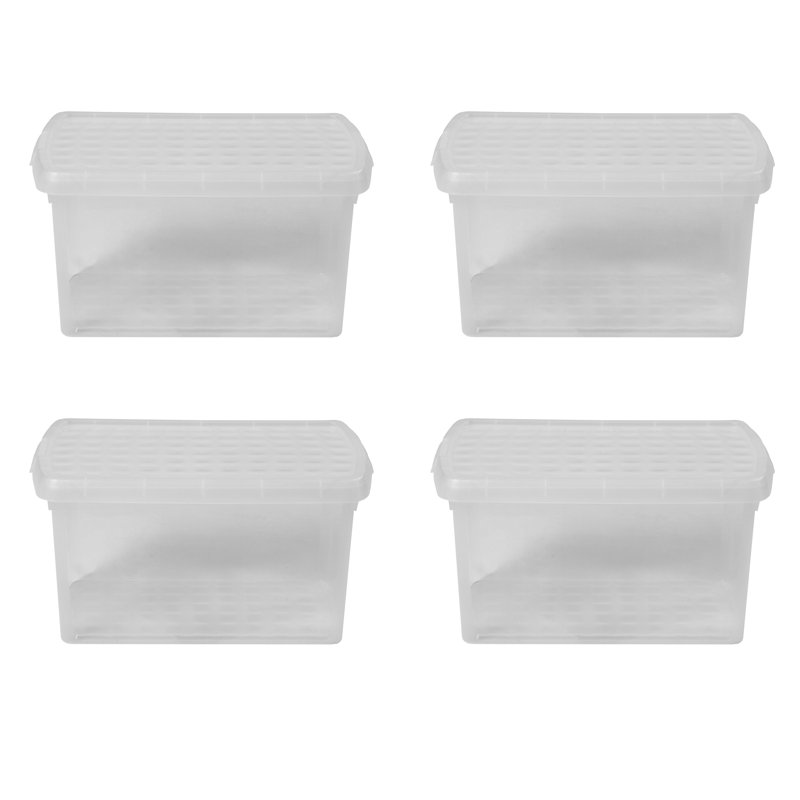 Wham Clip 4x 14L Rectangular Plastic Storage Boxes with Secure Clip Lock Lids Clear/Clear/Clear