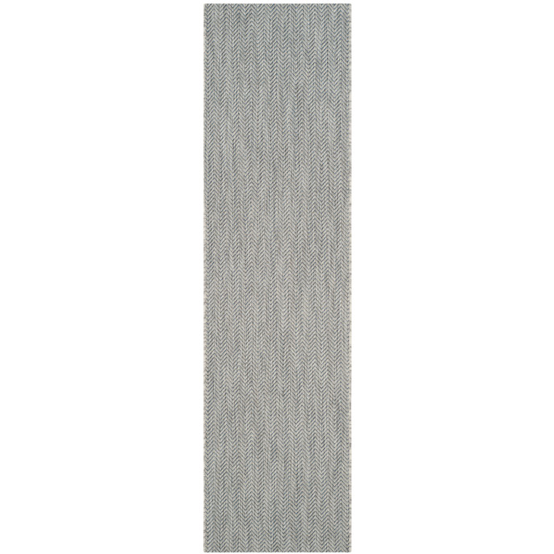 Autianna Grey/Navy Indoor/Outdoor Rug, Rectangle 69 x 201 cm