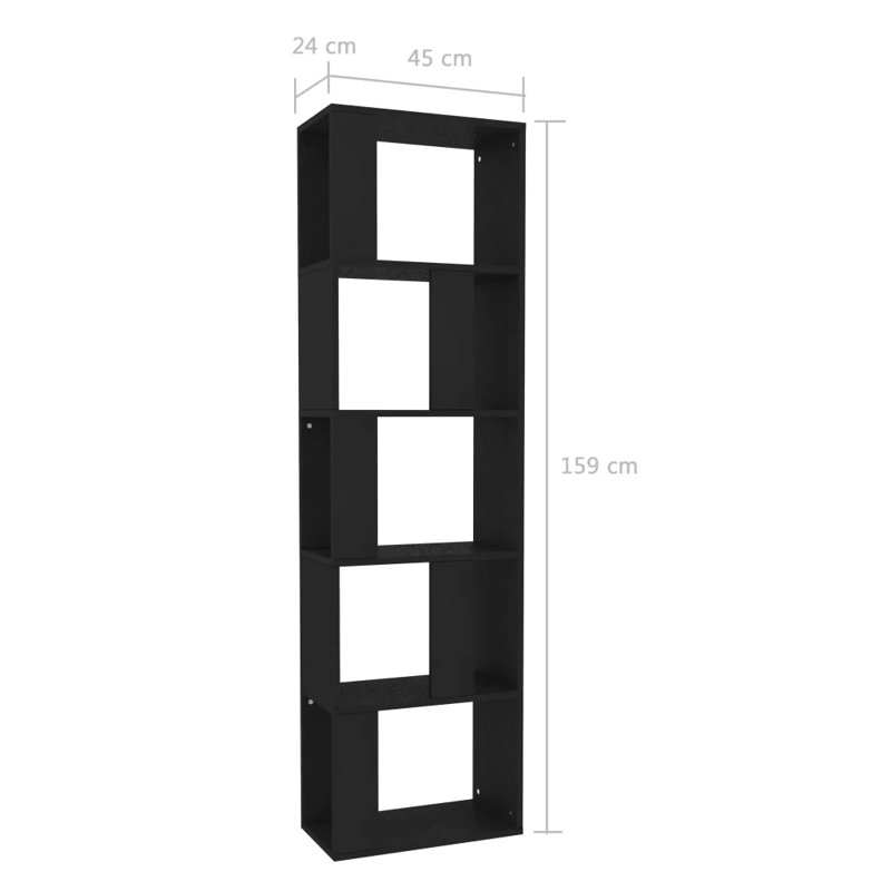 Abderus 159cm H x 45cm W Standard Bookcase, Black