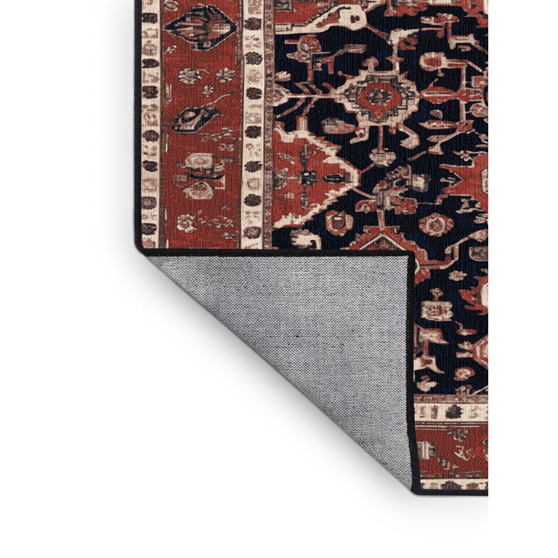 Machine Washable Persian Brown Area Rug, Round 7'