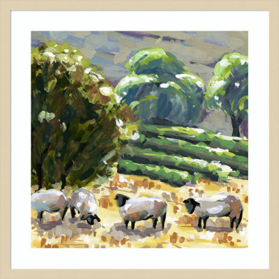 «Sheep in Summer I» par Melissa Wang, reproduction d'art murale en bois