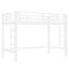 Lit mezzanine simple en métal blanc avec échelles doubles, structure stable pour dormir en toute sécurité et fonction de rangement en blanc, double accès structurellement fiable