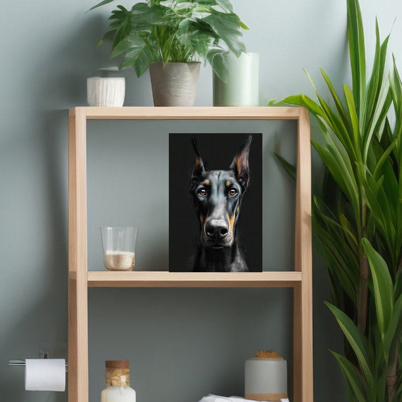 «Doberman Pinscher Dog», art mural contemporain, H 18 po x l 12 po