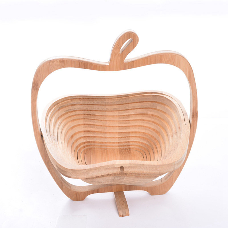 Panier pliable en forme de corbeille en bambou pliable