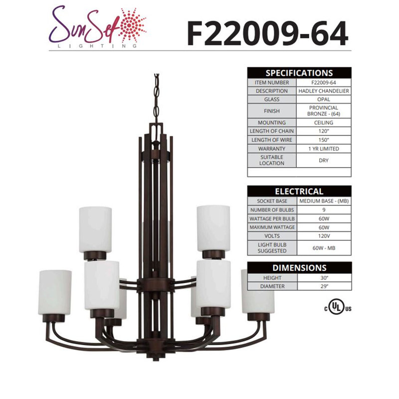 9 - Light Dimmable Classic / Traditional Chandelier