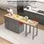 Îlot de cuisine 74,5 po avec table de salle à manger extensible, îlot de cuisine sur roulettes avec support à épices et 2 tiroirs