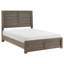 Lit double rustique gris en placage de bouleau avec tête de lit et rails pour la chambre à coucher, fabrication en bois