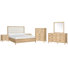 Ramspoth California King Upholstered Panel Bed 2 Nightstands Drawer Dresser With Landscape Mirror And Drawer Chest