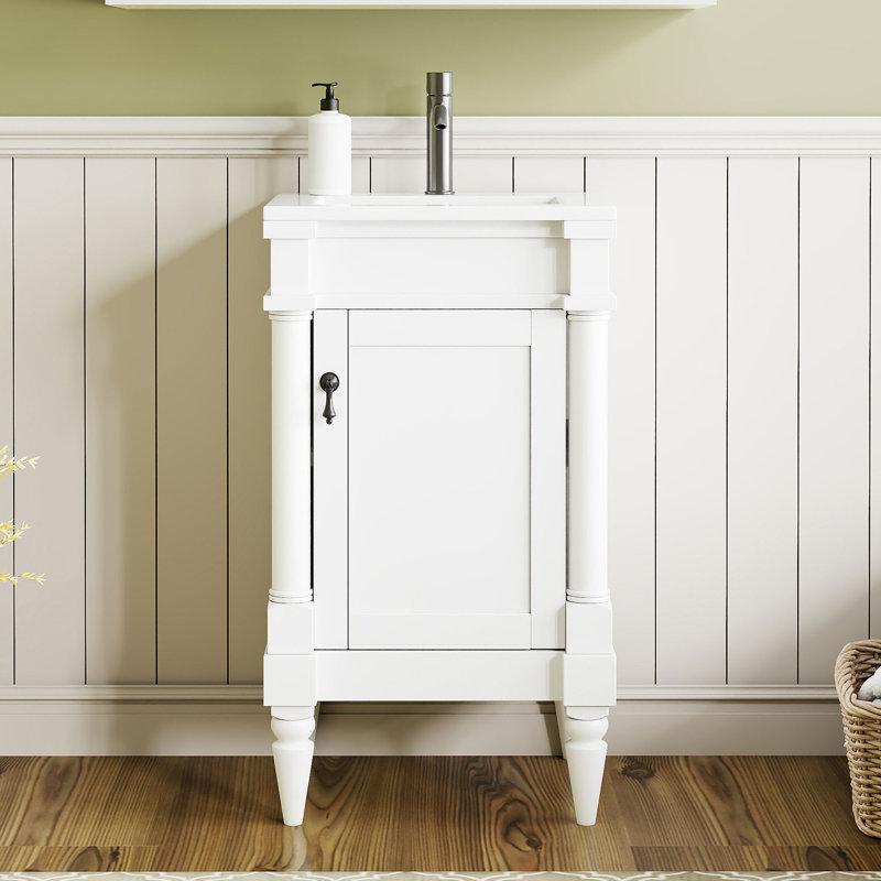 Meuble-lavabo moderne avec lavabo - meuble-lavabo autoportant avec tablette réglable, Blanc