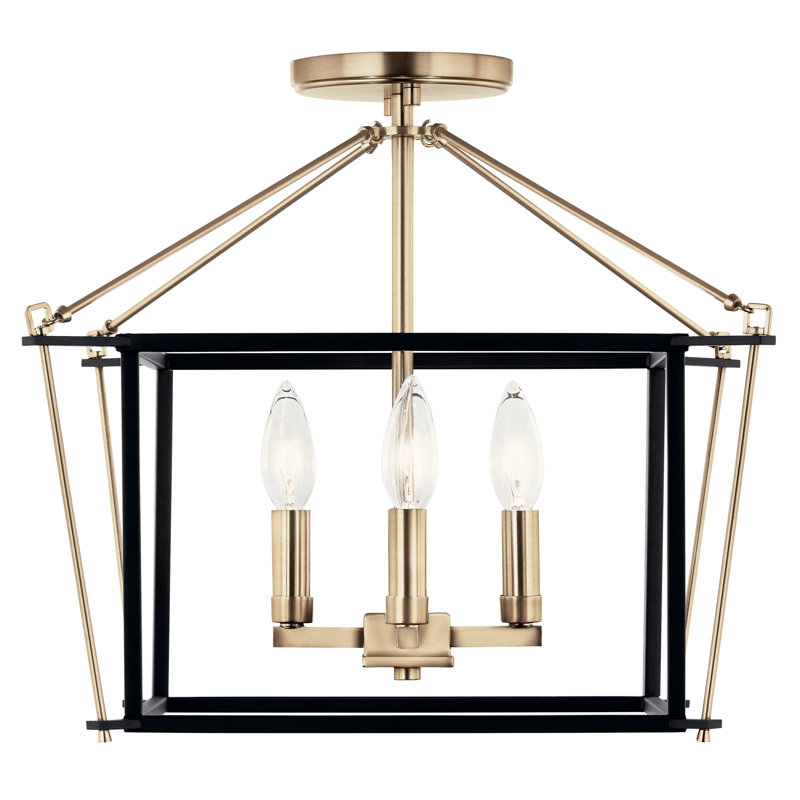 Semi Flush Mount, Bronze, 14" H x 16" W x 16" D