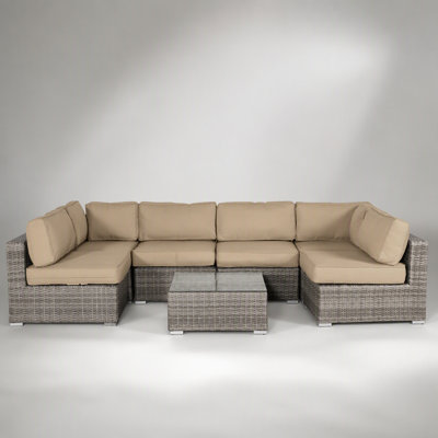 All-Weather Wicker 6-Person Seating Set with Premium Cushions – Pre-Assembled for Year-Round Outdoor Enjoyment