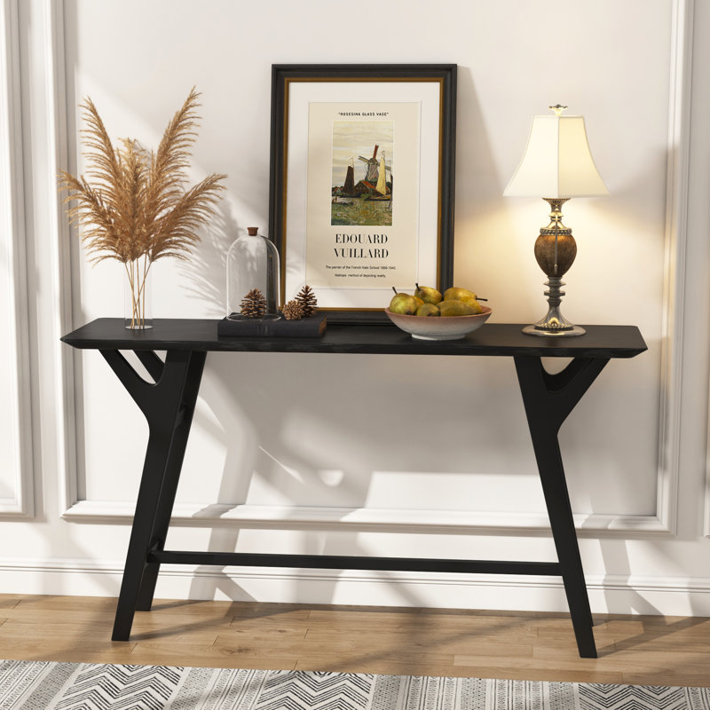 Table d'entrée de 59,06 po pour le salon, console étroite avec pieds en bois massif