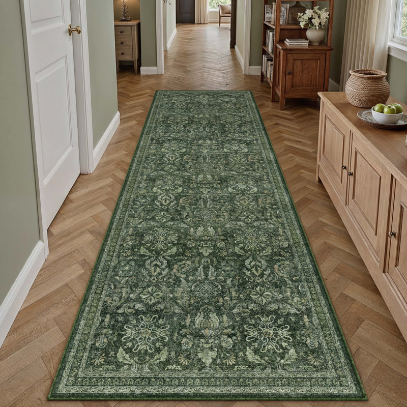 Lares Machine Washable Vintage Area Rug With Non-Slip Backing, Runner 2' x 8'