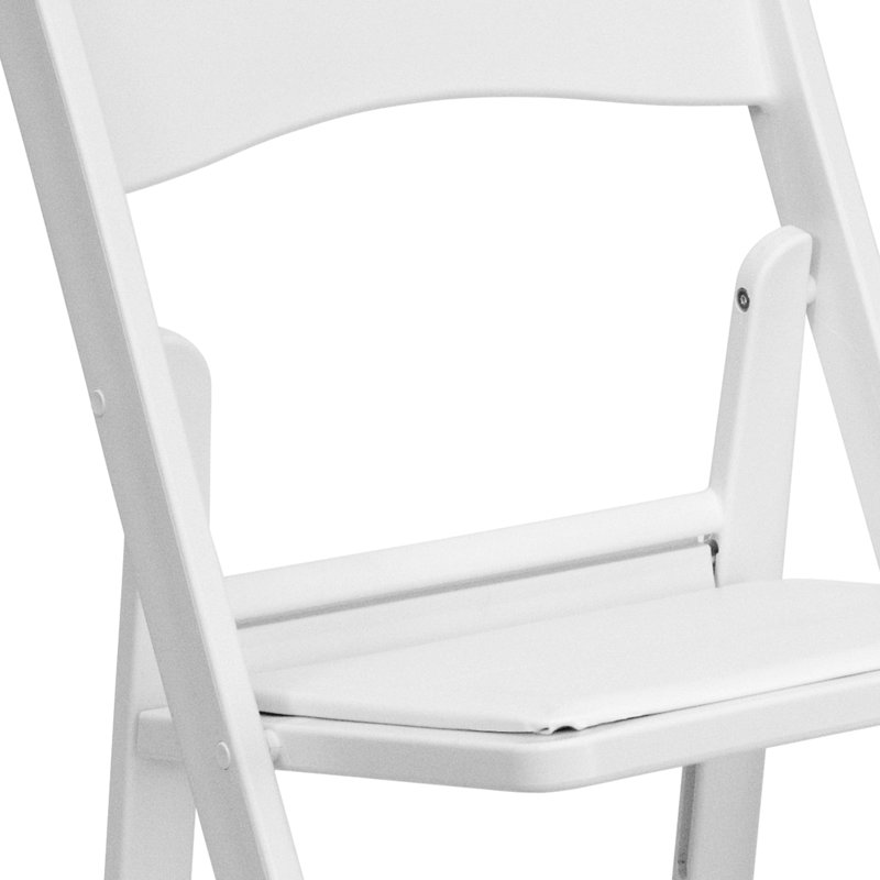 Resin Folding Chair with Vinyl Padded Seat, White 